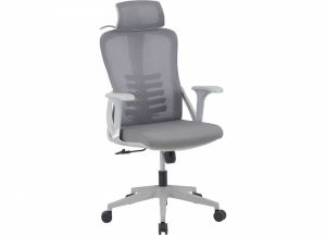 Ghế xoay lưới GL351 (Đệm tựa vải ghi, khung nhựa ghi)